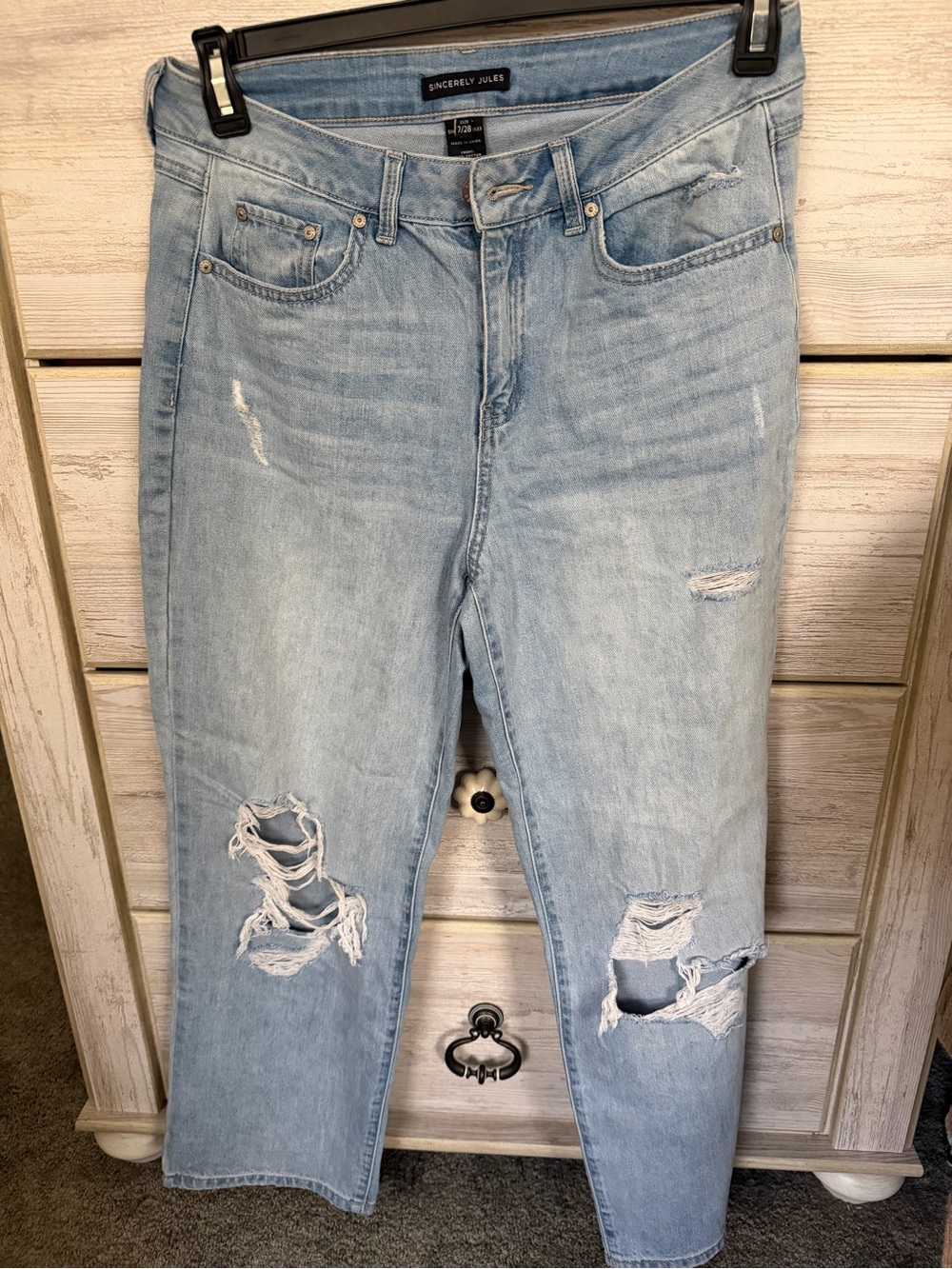Sincerly Jules Light Blue Distressed Boyfriend Jeans